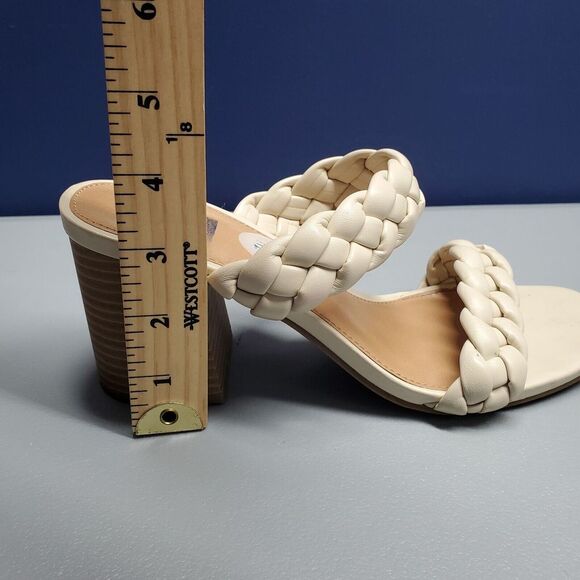 Dolce Vita Braided Heel Women Size 7.5 Cream Leather Block Heel Open Toe Slip On - Picture 10 of 16